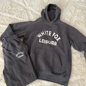 White Fox Gray Hoodie and Sweatpants Set